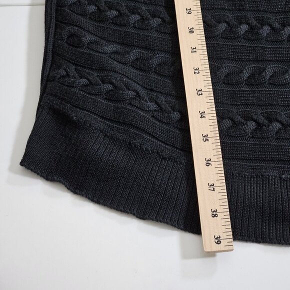 Lauren Ralph Lauren Cardigan Womens 1X Black Open Cable Knit Dolman 3/4 Sleeve - Picture 8 of 15